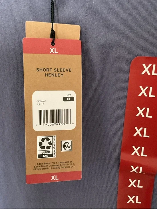 Eddie Bauer Men’s Purple Short-Sleeve Henley Tee - Picture 4 of 10